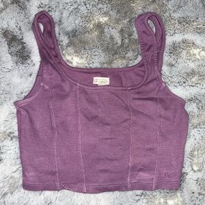purple ribbed tank crop top